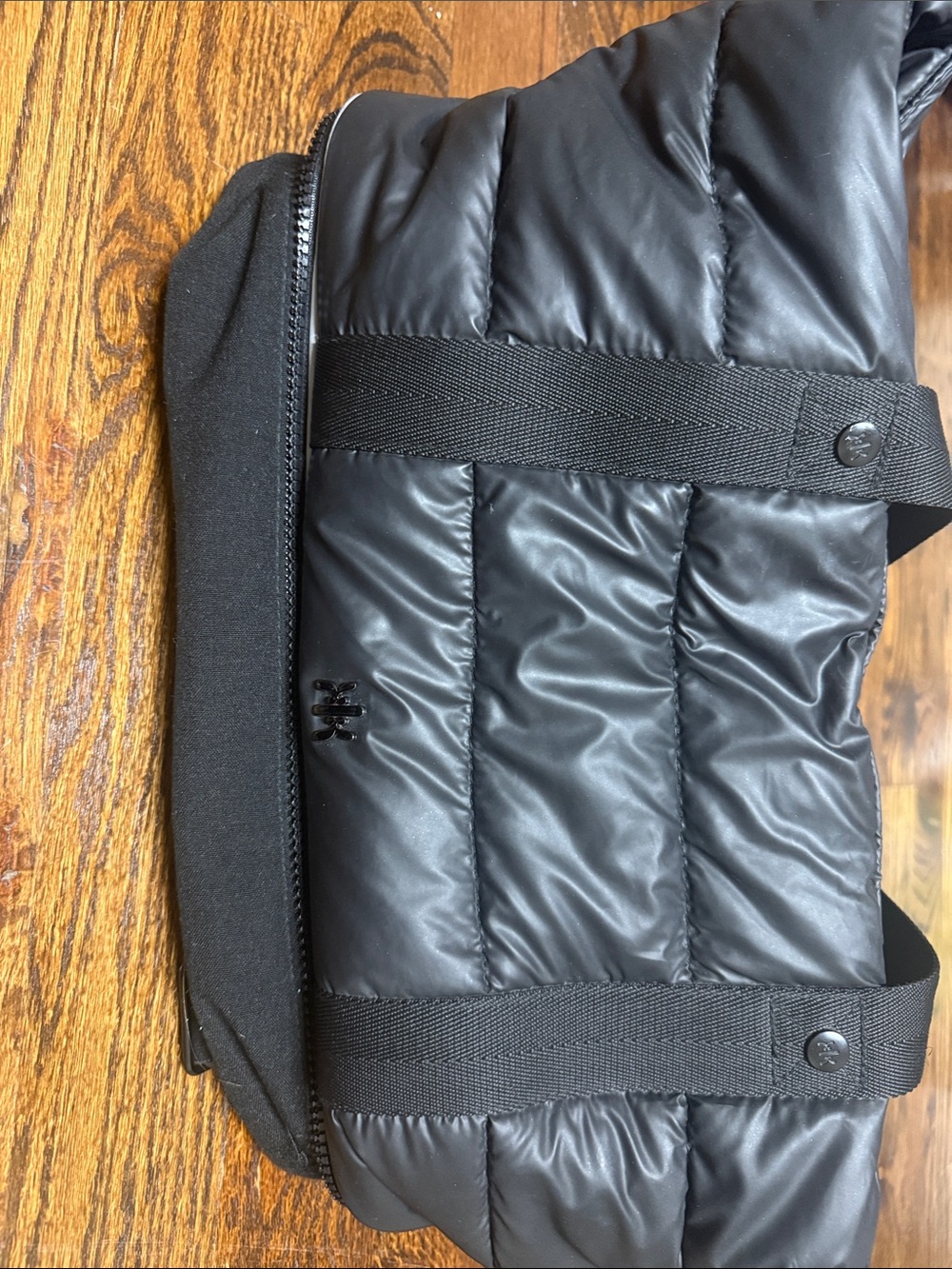Black Quilted Shoulder Tote Bag - Women's Puffer Shoulder Bag